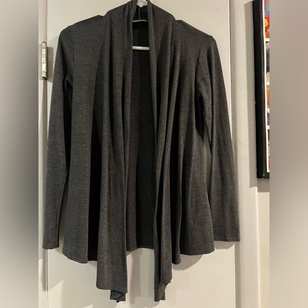 Elegant Gray Women's Open Front Cardigan Jacket size Small